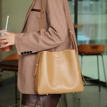 Сумки-ведра из натуральной кожи для женщин, новые трендовые дизайнерские сумки через плечо большой емкости для женщин