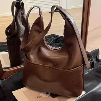 Сумки-ведра женские осенне-зимние, универсальные, в этом году популярная женская сумка-мессенджер в стиле ретро чёрный