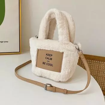 Сумки Женская мода плюшевая сумка-ведро через плечо Нишевая мода Универсальная сумка премиум-дизайна Сумка через плечо белый
