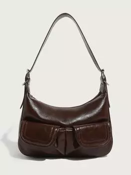 Сумки Женская ручная сумка через плечо Крутая пикантная сумка с несколькими карманами подмышечная сумка Ретро подмышечная сумка Нишевая женская сумка темно-коричневого