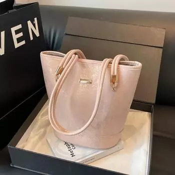 Сумки женские из искусственной кожи с застежкой-молнией, внутреннее отделение, высококачественная строчка, сумки-ведра