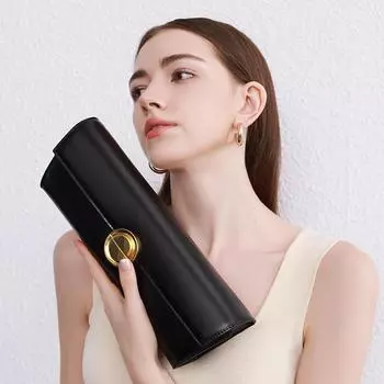 Сумки женские из спилковой кожи элегантные однотонные ручные сумки с карманом-клапаном нестандартной формы женская простая сумка через плечо ручной работы (20cm<Max Length<30cm) чёрный