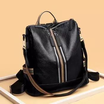 Сумки Женские модные рюкзаки Женские модные ПУ студенческие школьные сумки одно плечо портативные многоцелевые ретро рюкзаки чёрный