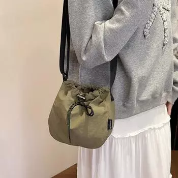 Сумки женские студенческие сумки-ведра легкие спортивные и для отдыха сумки через плечо большой емкости серый