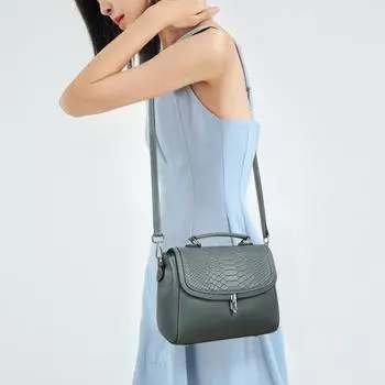 Сумки Женские сумки из натуральной кожи Универсальная высококачественная маленькая квадратная сумка через плечо из коровьей кожи с верхним слоем чёрный