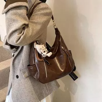 Сумки Женские сумки Ретро-мода Большой емкости Мягкие сумки Pitot Сумки через плечо Сумки-мессенджеры no pendant коричневый