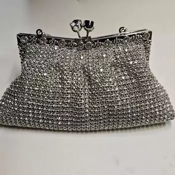 Сумки Женские сумки Роскошные стразы Блестящие стразы Сумки для ужина Сумки-клатчи ручной работы Сумки-цепочки Сумки-клипсы белый