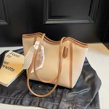 Сумки Женские сумки-тоут Большой емкости Лето 2024 Новые повседневные универсальные сумки через плечо Сумки для студентов колледжей и школьных поездок чёрный