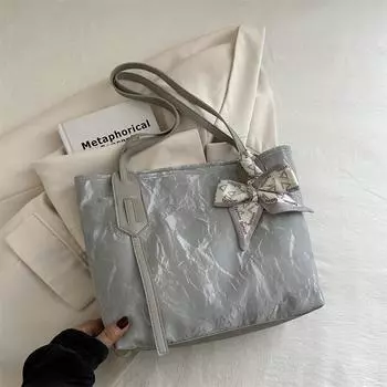 Сумки Женские Сумки-тоут Большой Вместимости Летние Повседневные Рабочие Сумки Через Плечо Сумки для Занятий для Студентов серебряный