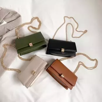 Сумки женские сумки весна популярная новая мода замок маленькая квадратная сумка повседневная цепочка сумка через плечо чёрный