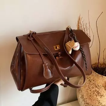 Сумки женские Tide большая вместимость сумка через плечо на одно плечо сумка-тоут из мягкой кожи в стиле ретро премиум-класса no pendant коричневый
