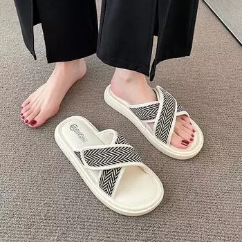 Summer 2024 Home Women s Slippers and Ladies Sandals Platform Indoor House Open Toe Slides Thick Shoes Designer Y on Promotion F 35
