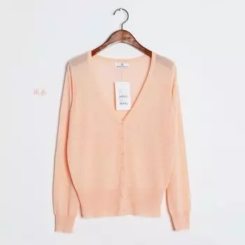 Summer 2024 Ice Silk Sweater Thin Women s Cardigan Short Long Sleeves Ultra-Thin Sun Protection Clothing Outerwear Office Cardigans Shawl Orange powder 4XL