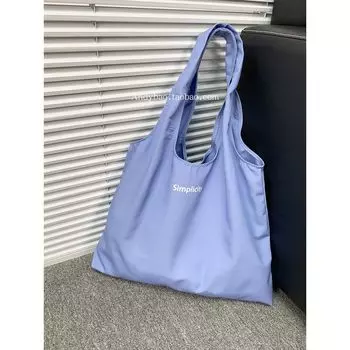 Summer 2025 New Arrival Thin Canvas Bag Women s Large Capacity Shoulder Mother and Daughter Work Student Handbag Korean Style simplicity Blue No Pendant