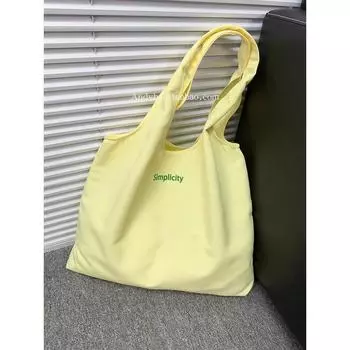 Summer 2025 New Arrival Thin Canvas Bag Women s Large Capacity Shoulder Mother and Daughter Work Student Handbag Korean Style simplicity light yellow vest