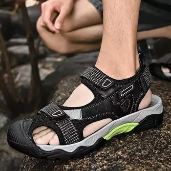 Summer 2025 new first-layer cowhide refreshing and breathable casual sandals outdoor beach dual-purpose men s mountaineering sandals 38 коричневый