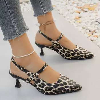Summer 2025 new pointed bag head hollow one-word buckle fashionable large size women s stiletto sandals 35