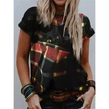 Summer 3D Digital Printed Casual Women s Fashion Short Sleeved Casual T-Shirts Women’s S