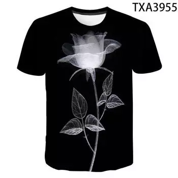 Летняя футболка с 3D принтом, художественный цветочный дизайн для мальчиков и девочек, детская модная уличная одежда для мужчин, женщин, детей, крутые топы с короткими рукавами 4XL