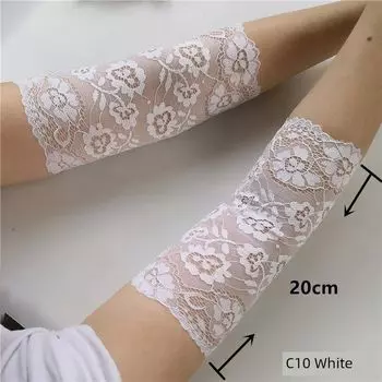Summer Air-Conditioning Rooms Heattech Lace Elbow Pads Arm Guard Scar Cover up Arm Sleeve Sun Protection Gloves for Women Oversleeves C10 White M