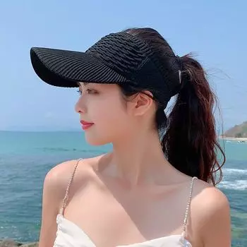 Summer Air Top Knitting Sun Hat Women s 2025 New Arrival Running Sports Peaked Cap Cycling Baseball Cap Black All yards
