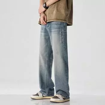 Summer American Retro Jeans New Style Pants Straight Loose Wide-leg Casual Trousers M