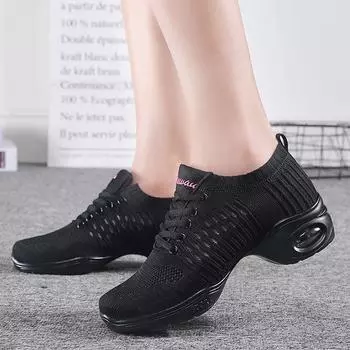 Summer and autumn dance shoes women s white mesh wedge heel fly-woven dance shoes square dance shoes soft-soled air cushion shoes 35 белый