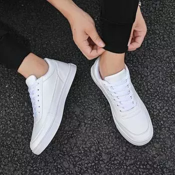 Summer and Autumn New Student Little White Shoes Men s Casual Sports Leather Men s Shoes Student Running Travel Skateboard Shoes 39