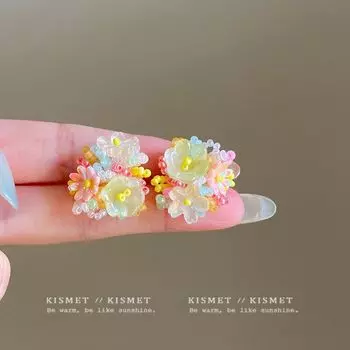 Summer Atmosphere ~ 2025 New Best Selling Dopamine Stud Earrings Accessible Luxury Fancy Sweet Vacation Style Girly Heart-Shaped Earrings Color flower stud earrings