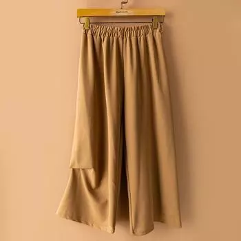 Summer Autumn Style Export Solid Color Fashion Casual Pants Elegant Elastic Waist Loose Pants Slim Looking Easiest for Match Loose Cropped Pants Khakis L
