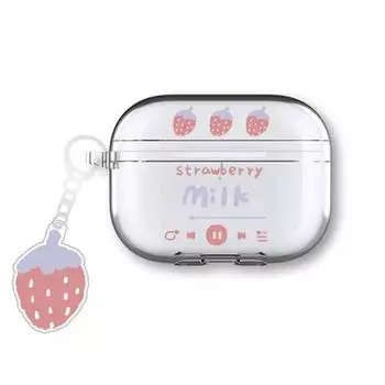 Summer Avocado Applicable Airpods1/2 Generation Protective Case Apple Wireless Earphone Case Pro3 Transparent Soft Case Women airpods pro strawberry + pendant