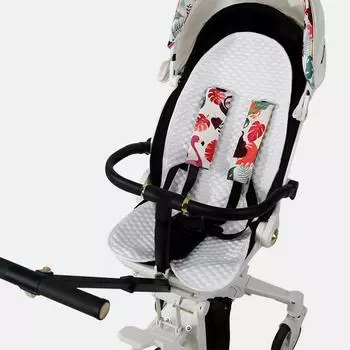 Summer Baby Stroller Cool Mat White Cotton Breathable Mesh Suitable for Various Infant Strollers Soft Seat Cushion белый