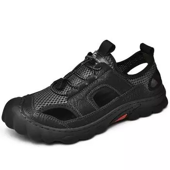 Summer bag head sandals men s beach shoes 2025 new outdoor leisure mesh hollow men s shoes breathable hole shoes 38