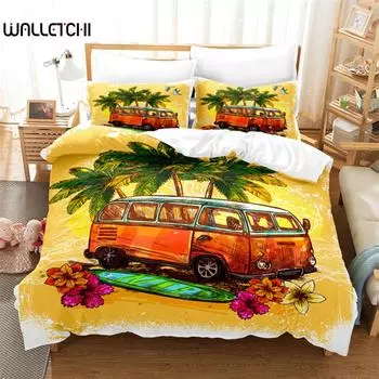 Summer Beach Bedding Set Duvet Cover Set 3d Bedding Digital Printing Bed Linen Queen Size Bedding Set Fashion Design EU single(135x200cm)