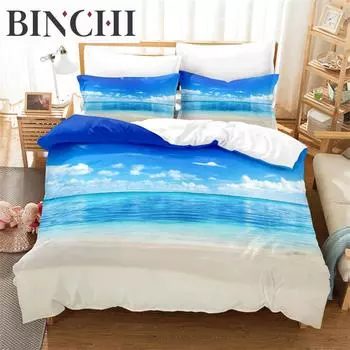 Summer Beach Design Bedding Set Duvet Cover Set 3d Bedding Digital Printing Bed Linen Queen Size Bedding Set Fashion Design EU single(135x200cm)