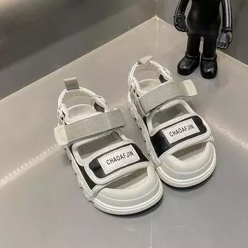 Summer Beach Sandals For Boys Korean Style 2025 Fashion Children Footwear Leisure Outdoor Anti-slippery Soft-soled Kid s Shoes 22 чёрный