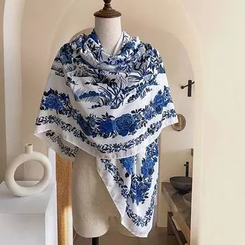 Summer Beach Wind Series Women S Cool Thin Sunshade Sunscreen Twill Square Scarf Fashion Silk Scarf 130-130cm