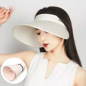 Летняя шляпа с большими полями из ледяного шелка, солнцезащитная пляжная шляпа для велоспорта, женская солнцезащитная шляпа с пустым верхом, складная кепка для улицы чёрный