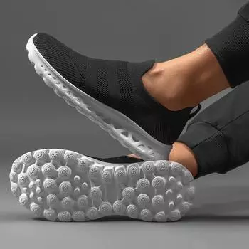 Summer Black Sock Sneakers Men Non-Slip Loafer Shoes Man Lightweight Casual Sport Sneaker Breathable Slip on Walking Shoes 1273 40 синий