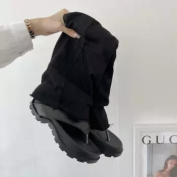 Летние сапоги 2024 года, новые джинсовые брюки на толстой подошве, модный темперамент, но сапоги до колена 35 чёрный