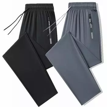Summer Bound Men s Ice Silk Pants Breathable Casual Pants Sports Pants Quick Drying Pants Men s Stretch Straight Tube Large Size M
