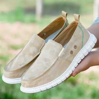 Summer Breathable Canvas Shoes Men Loafers Slip on Light Sneakers Comfty Casual Shoes Lightweight Flats Men s Walking Zapatos 39 серый