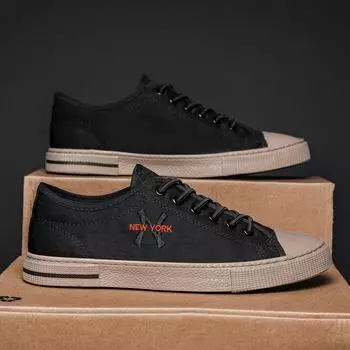 Summer breathable canvas shoes men s shoes old Beijing cloth shoes sports and leisure board shoes versatile lace-up low-top soft-soled trendy shoes 39