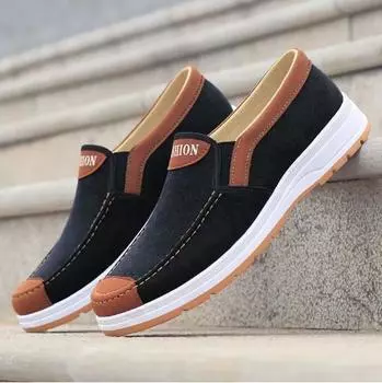 Summer breathable cloth shoes casual old Beijing cloth shoes, comfortable and anti-slip canvas shoes, men s work shoes M1093 39 чёрный