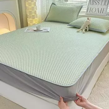 Summer Breathable Dustproof Mattress Cover Premium Cool Silk 2/3pcs Set Fitted Sheet Waterproof Machine Washable 3pcs Set 90x200cm 1pcs