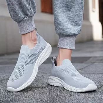 Summer breathable fly-woven socks shoes over feet fashionable large size lazy shoes lightweight outdoor sports and leisure men s shoes 39
