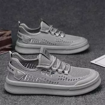 Summer Breathable Flying Woven Tide Shoes Hollow Sports Running Shoes Men S Fashion Casual Shoes Summer Comfortable Single Shoes 39 серый