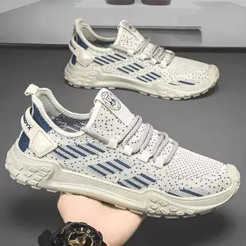 Summer breathable men s shoes 2024 new thin mesh fly-woven mesh shoes casual men s one-pedal running sneakers 39