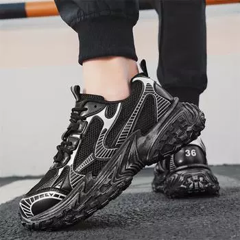 Summer breathable men s shoes 2025 new casual sports shoes mesh breathable dad mesh shoes platform youth trendy shoes 39