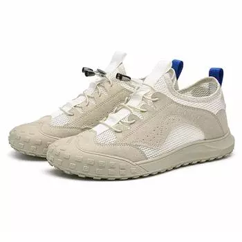 Summer Breathable Mesh Casual Shoes Lightweight Trendy Men Running Shoes Low Top Flats Sneakers Walking Shoes Zapatillas Hombre 39 бежевый